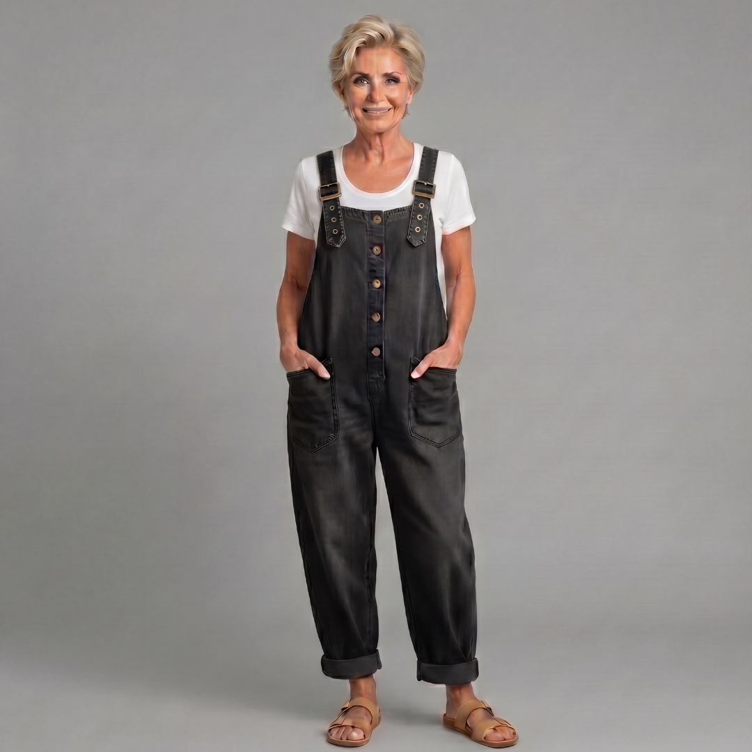 Women's Vintage Washed Denim Overalls