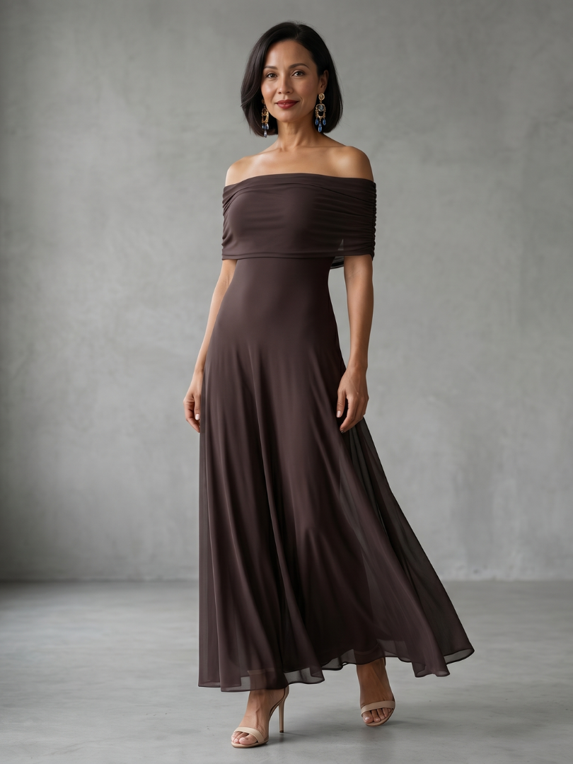 Women's Off-Shoulder Flowy Maxi Dress