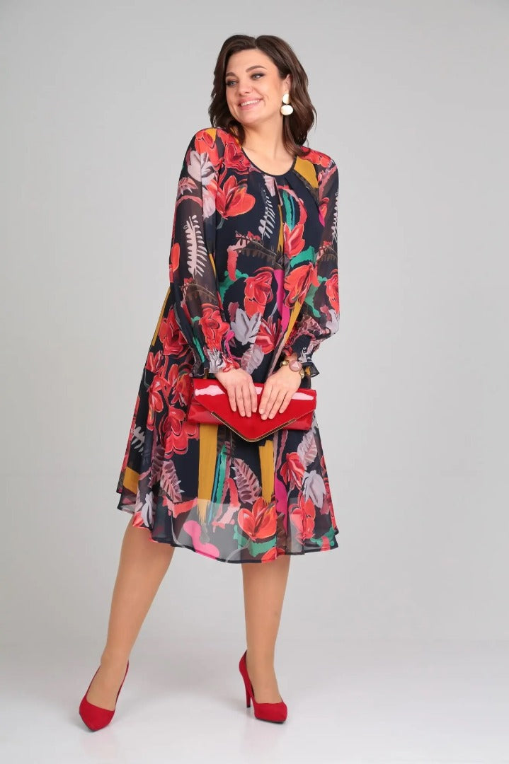 Women's Floral Midi Dress Modern