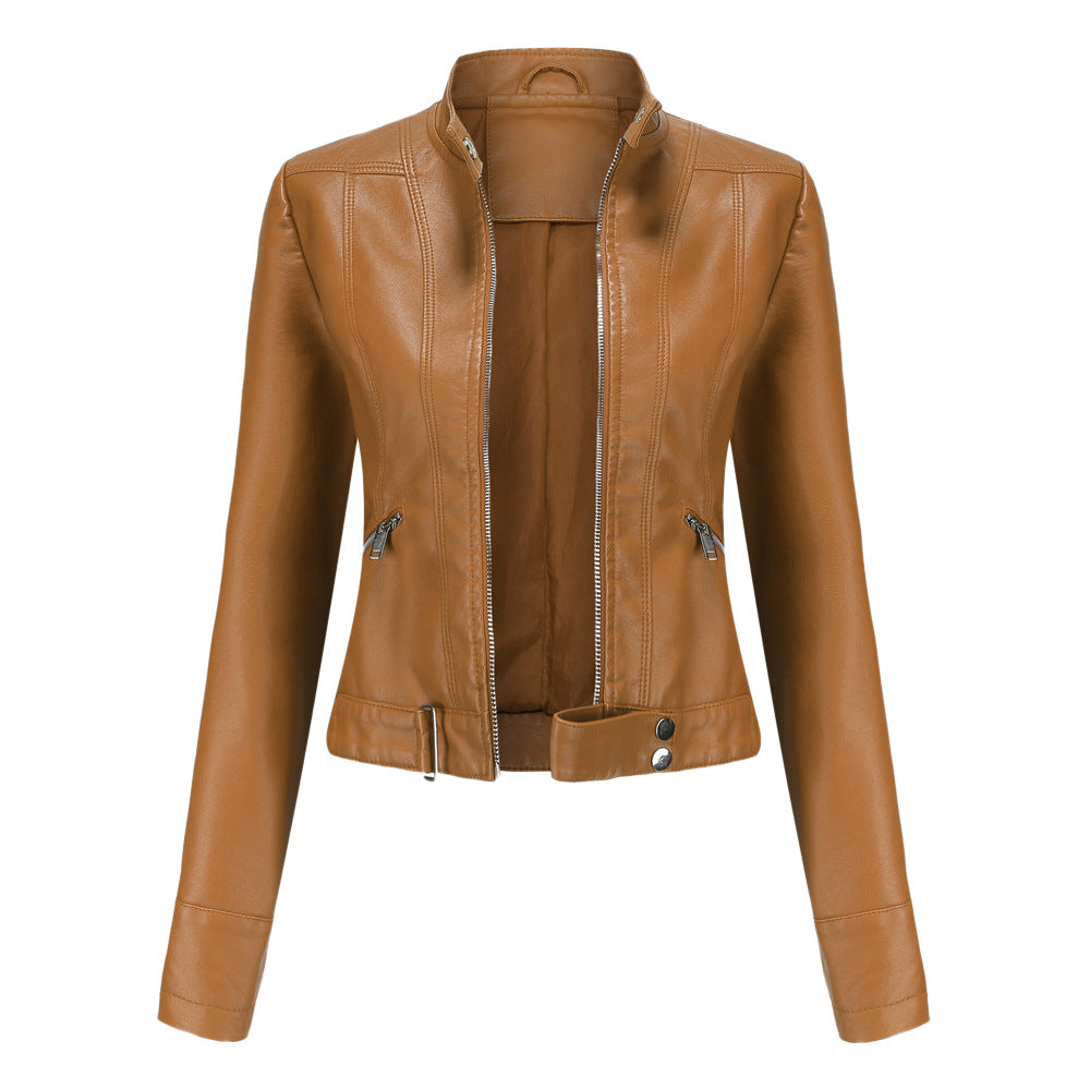 Women’s Fitted Zip-Up Leather Jacket