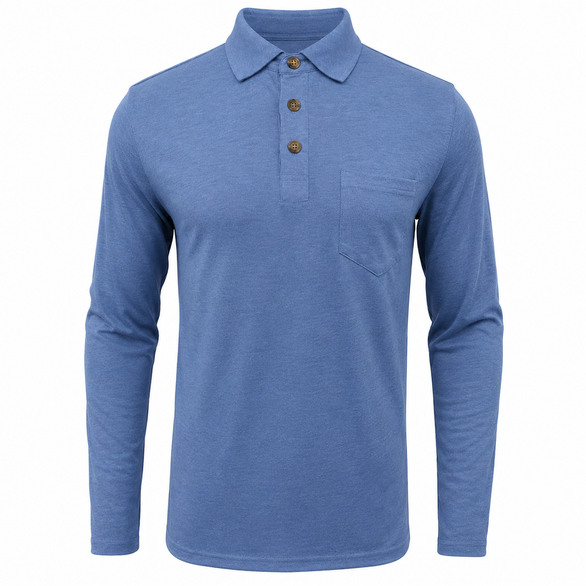 Men's Long-Sleeve Polo Shirt with Chest Pocket