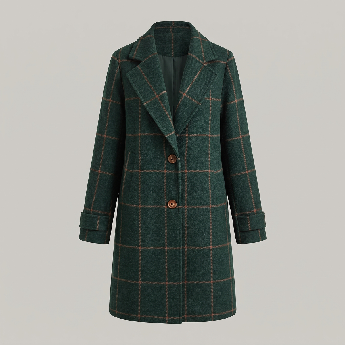 Women's Plaid Wool-Blend Longline Coat