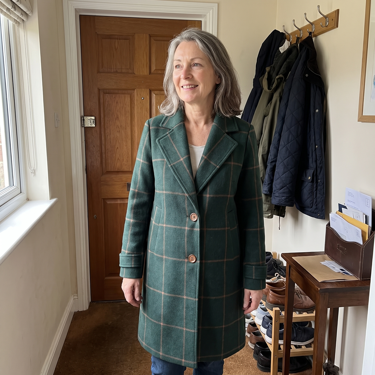 Women's Plaid Wool-Blend Longline Coat