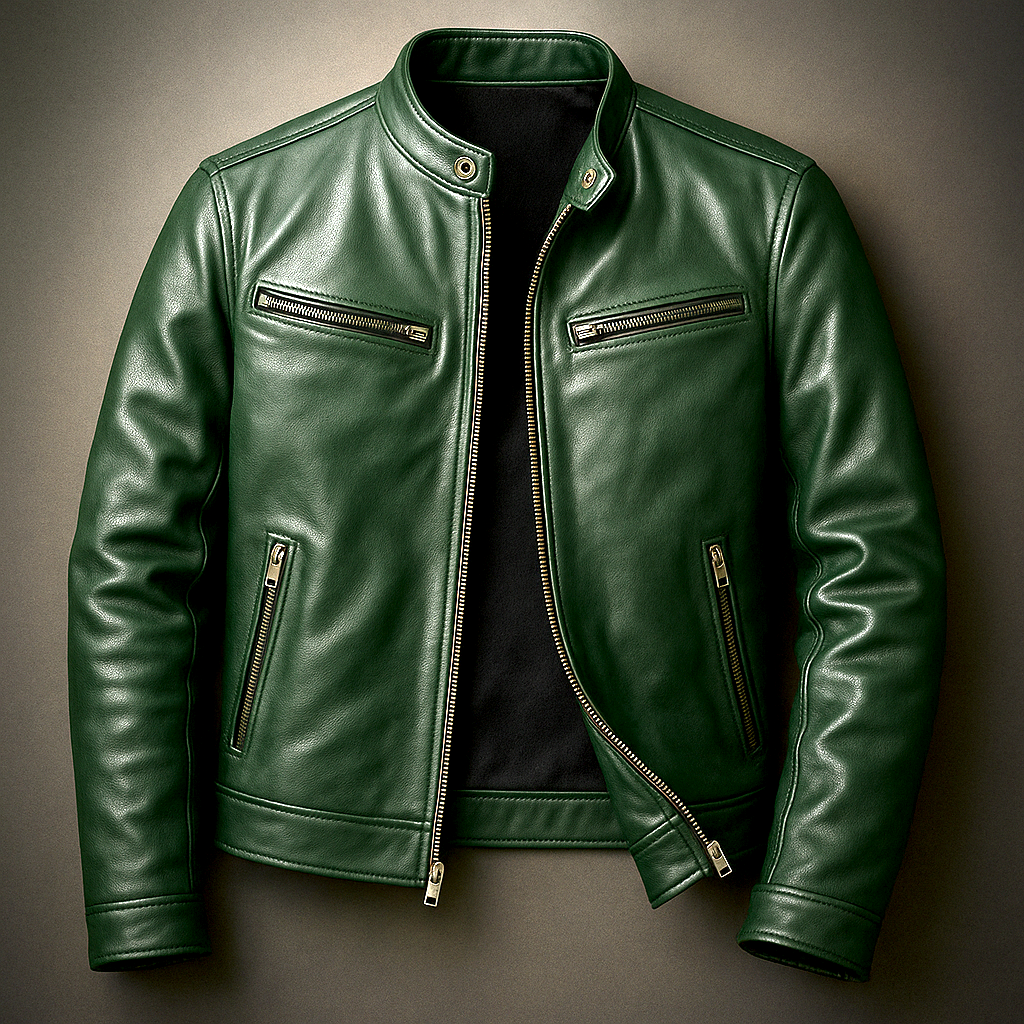 Men's Classic Faux Leather Zip-Up Jacket