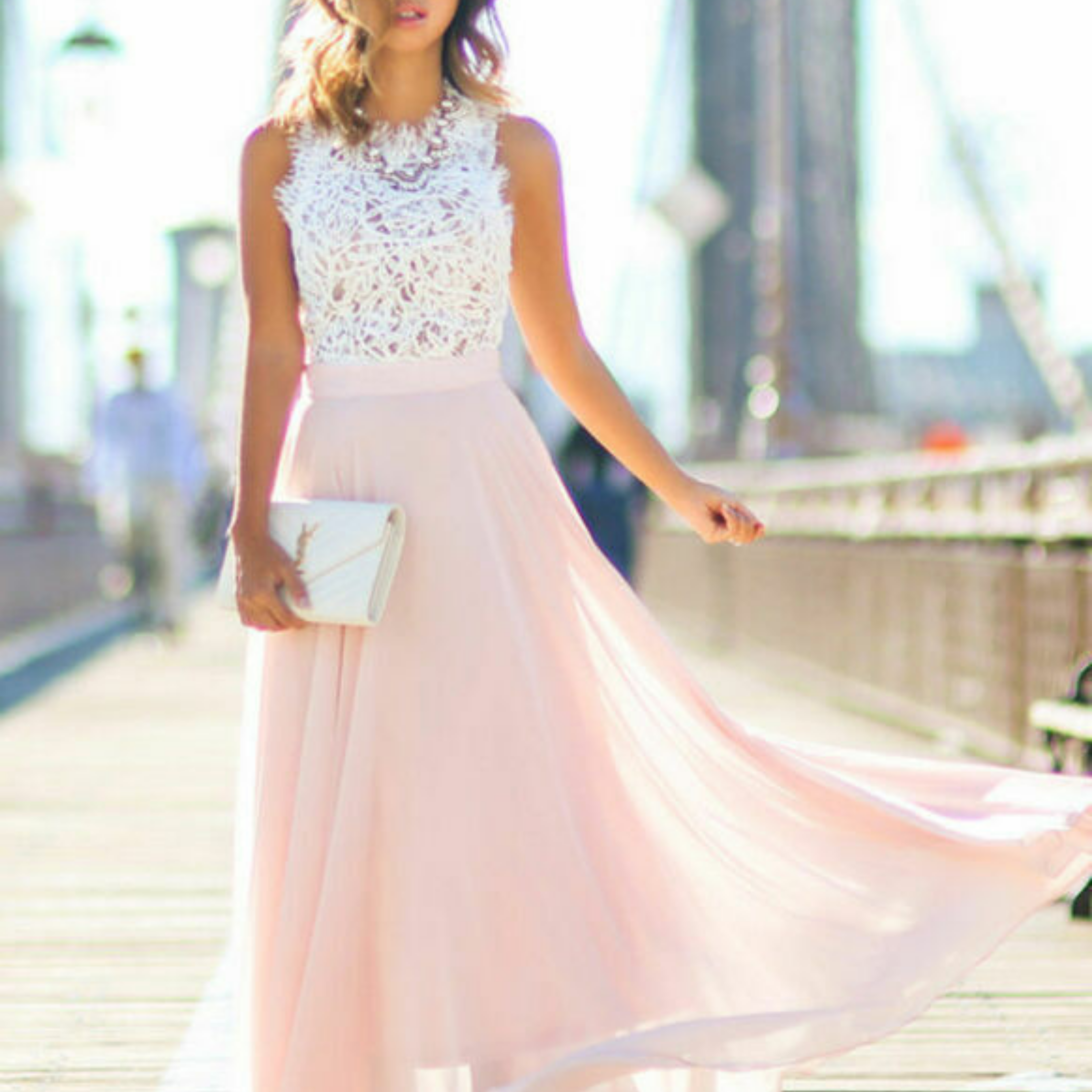Women's Lace Maxi Dress Sleeveless Flowy