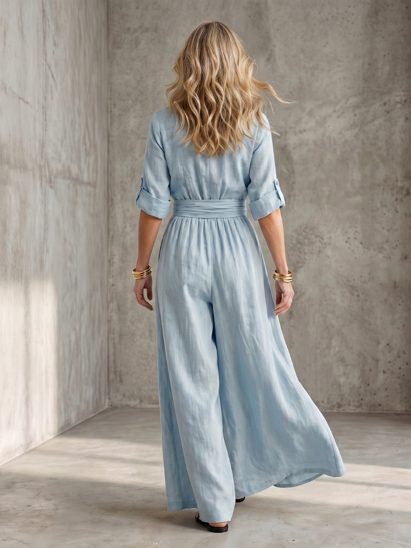 Women's Cross Front Wide Leg Jumpsuit