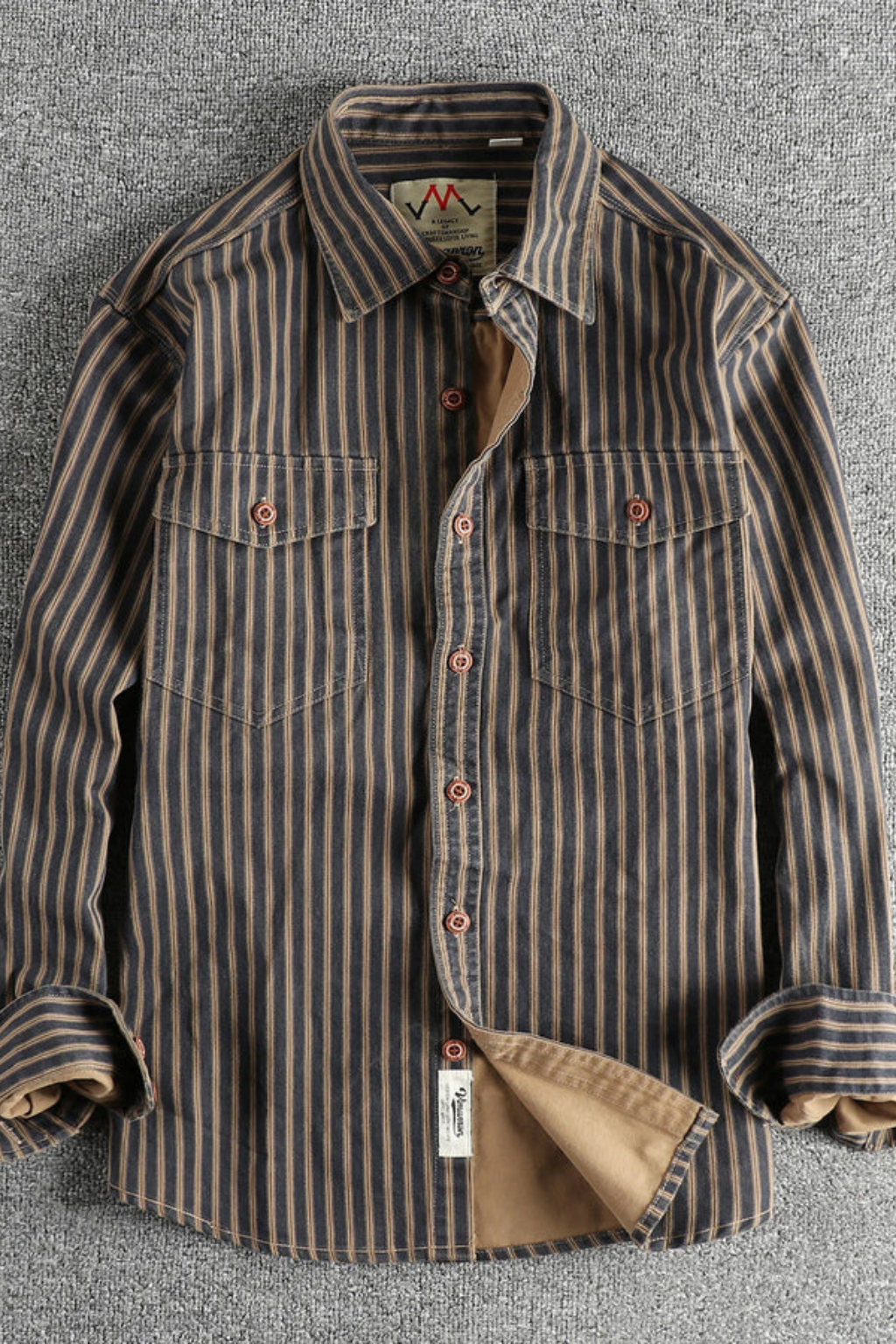 Relaxed Fit Men’s Washed Striped Long Sleeve Shirt