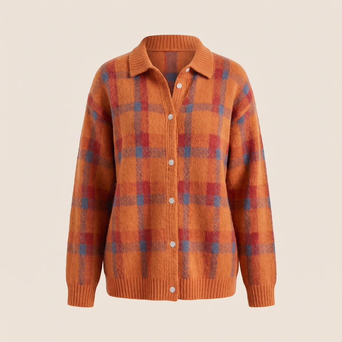 Women's Retro Cozy Checkered Knit Sweater