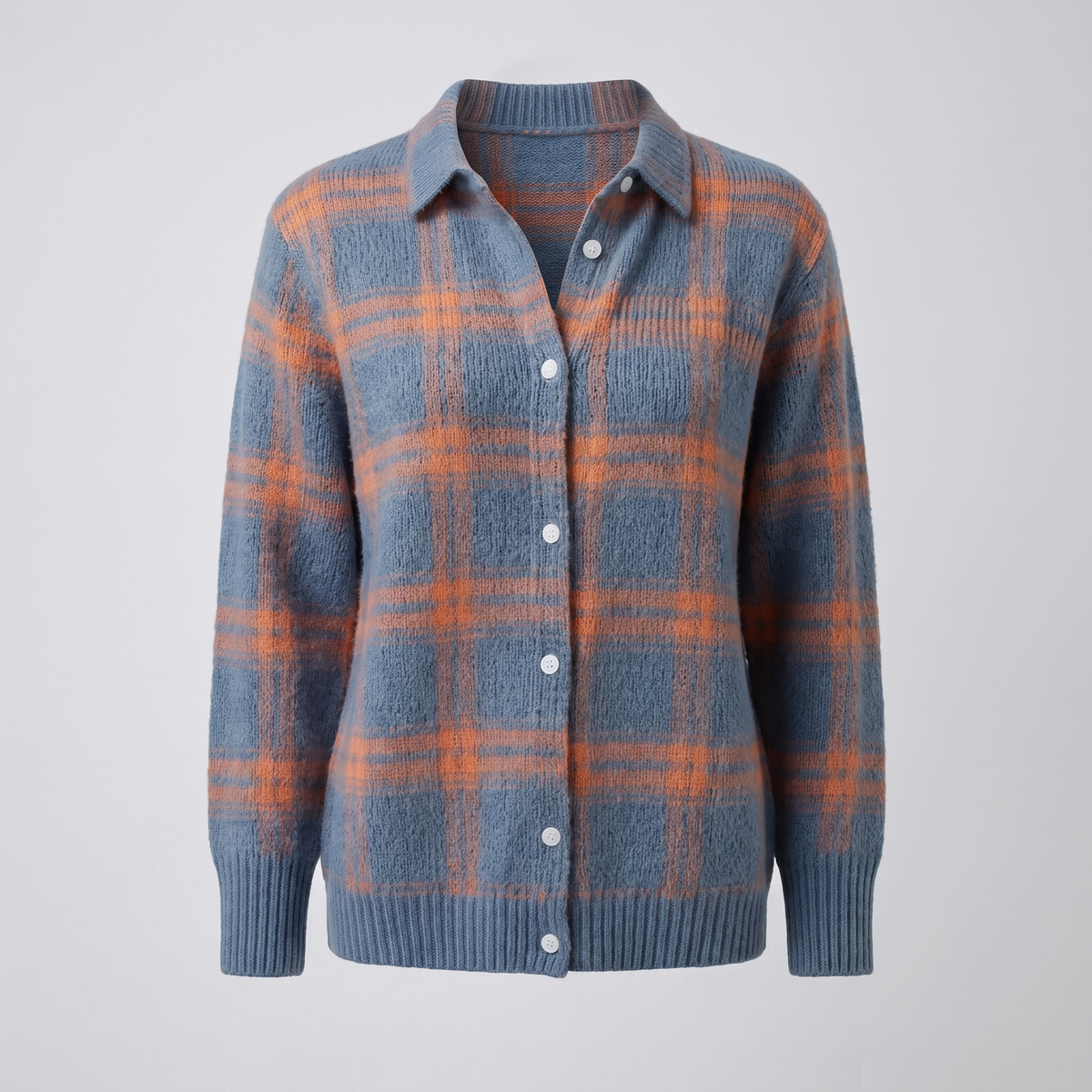 Women's Retro Cozy Checkered Knit Sweater