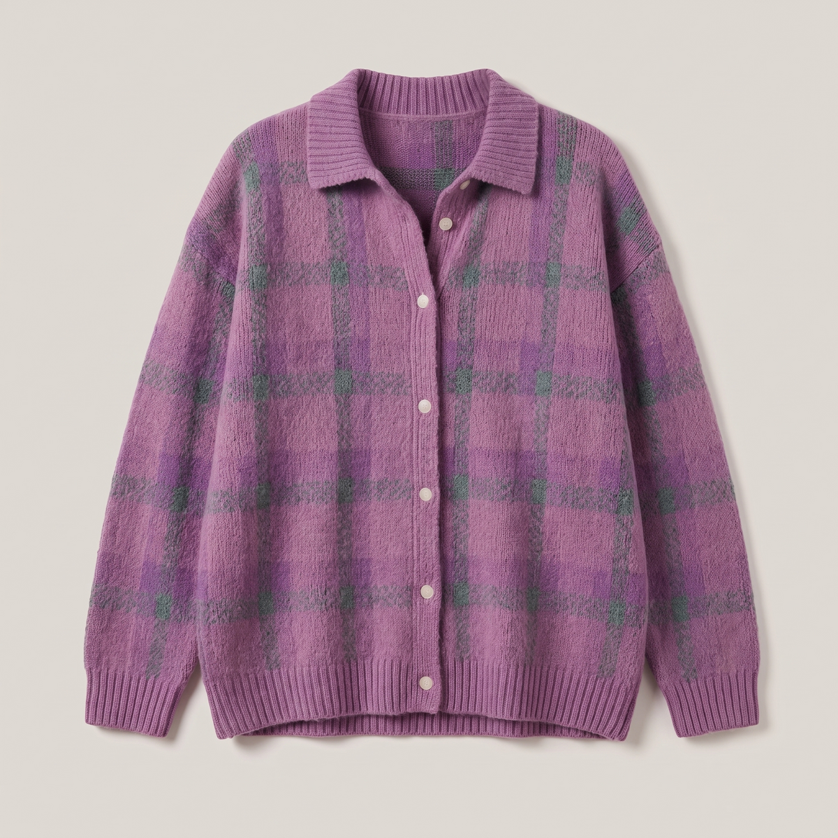 Women's Retro Cozy Checkered Knit Sweater