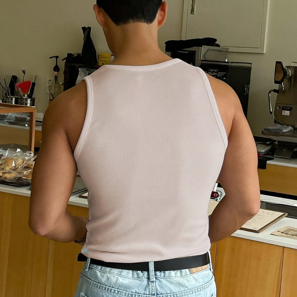 Men’s Ribbed Sleeveless Tank Top for Casual Everyday and Gym Wear