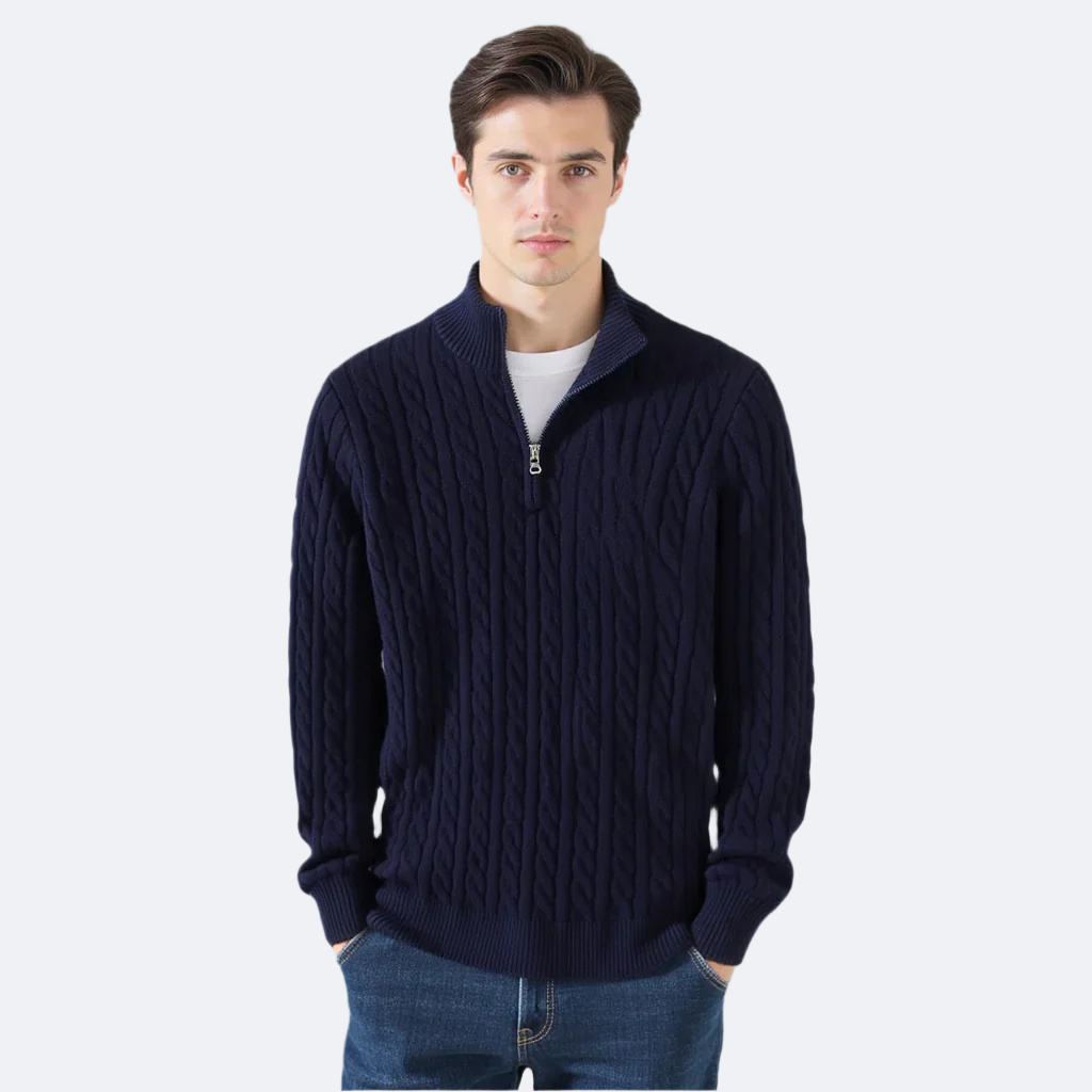 Men's Smart Cable Knit Zip-Up Sweater
