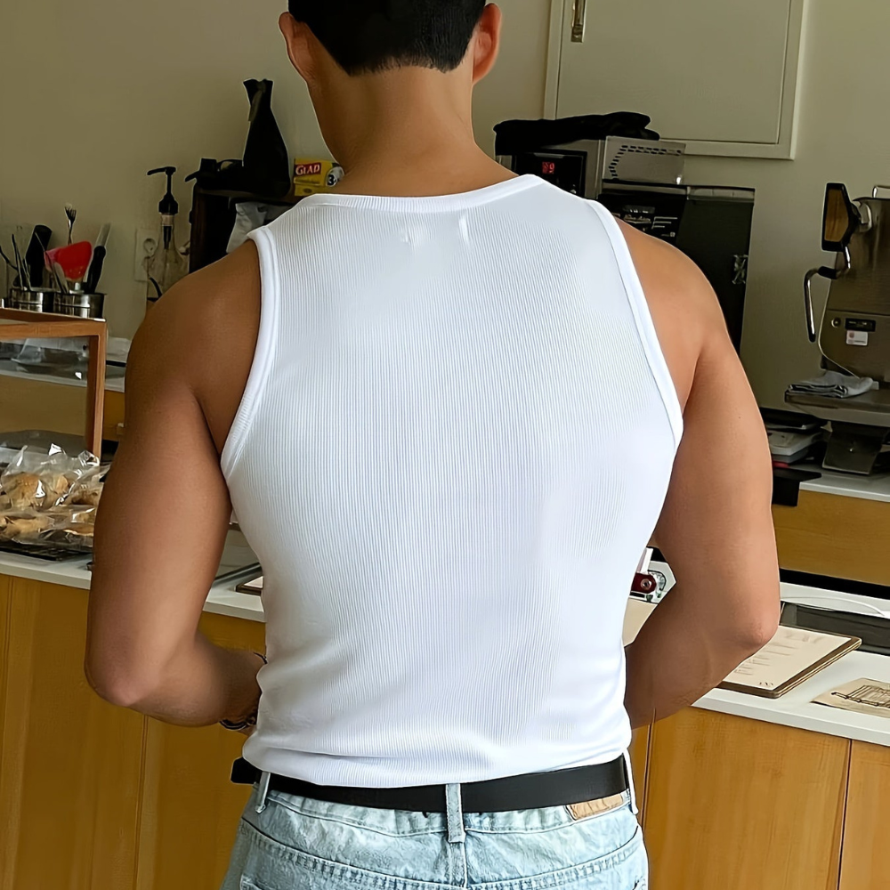 Men’s Ribbed Sleeveless Tank Top for Casual Everyday and Gym Wear