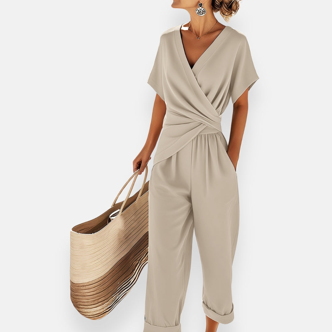 Women's Relaxed Twist-Front Wide Leg Jumpsuit