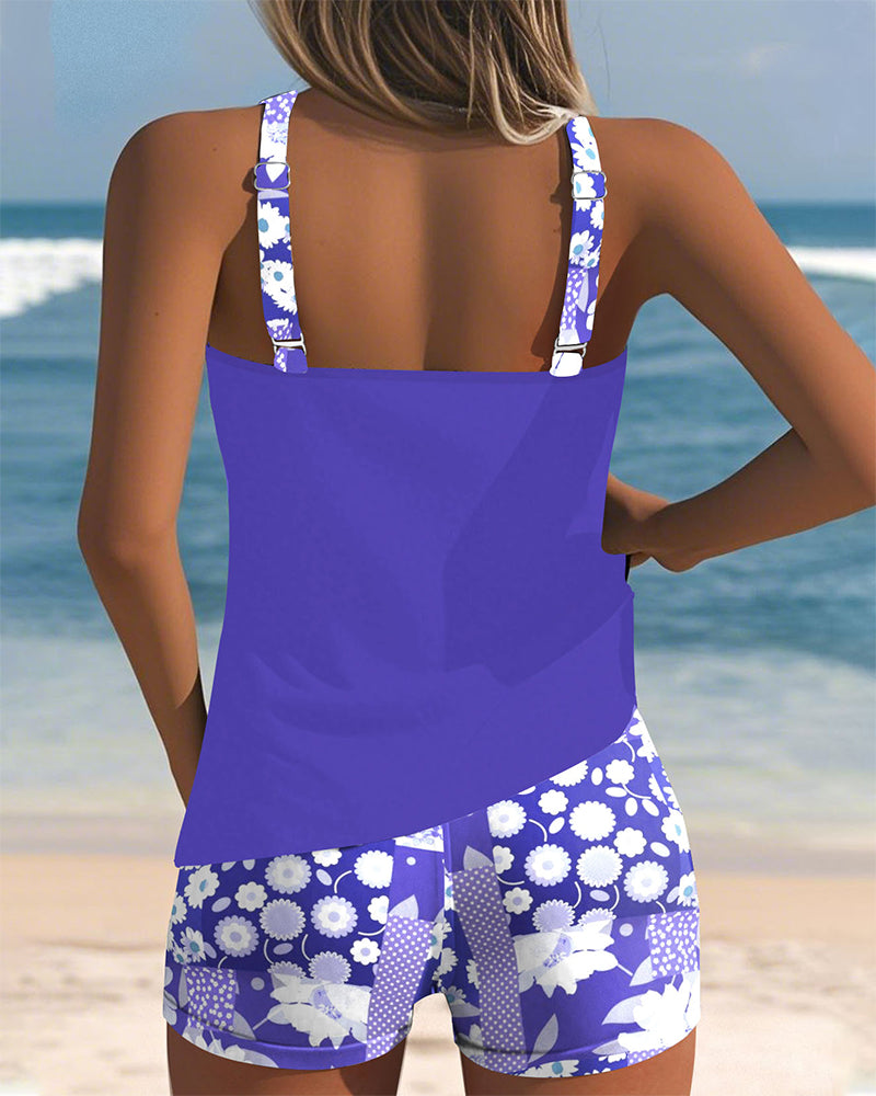 Women's Floral Print Tankini Swim Set