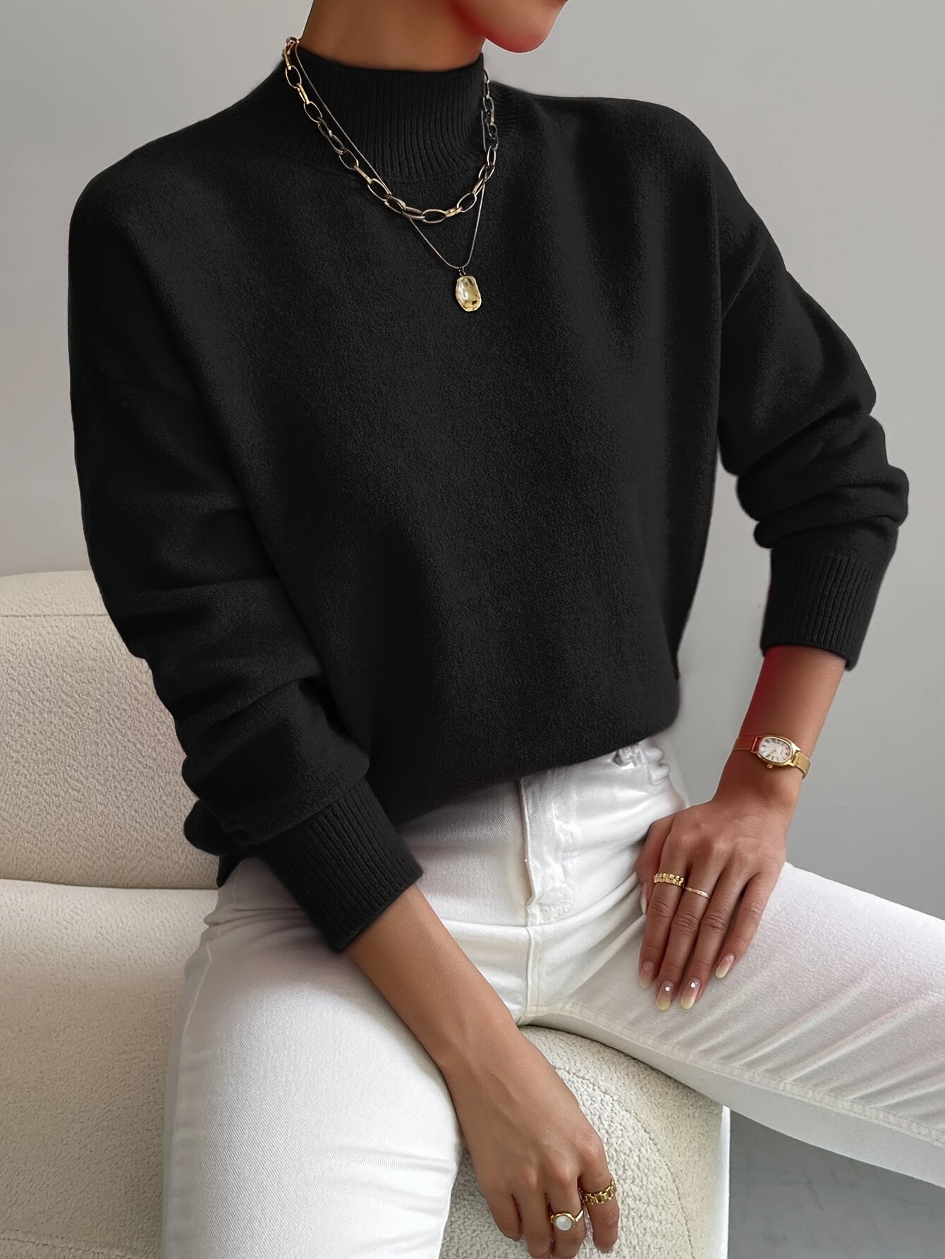 Women's Mock Neck Soft Knit Sweater