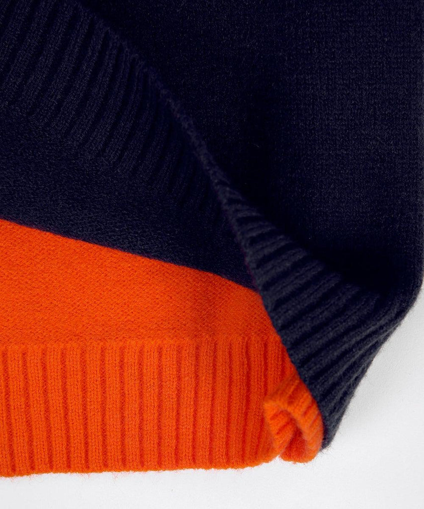 Women's Color Block Knit Sweater with Contrast Sleeves