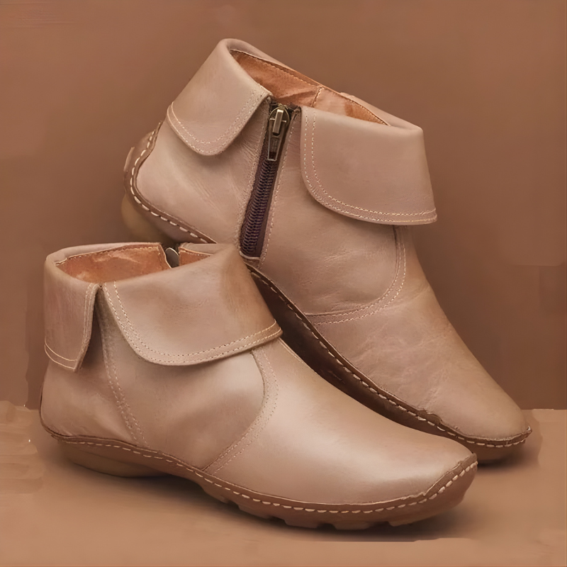 Women’s Casual Leather-Look Zip-Up Ankle Boots