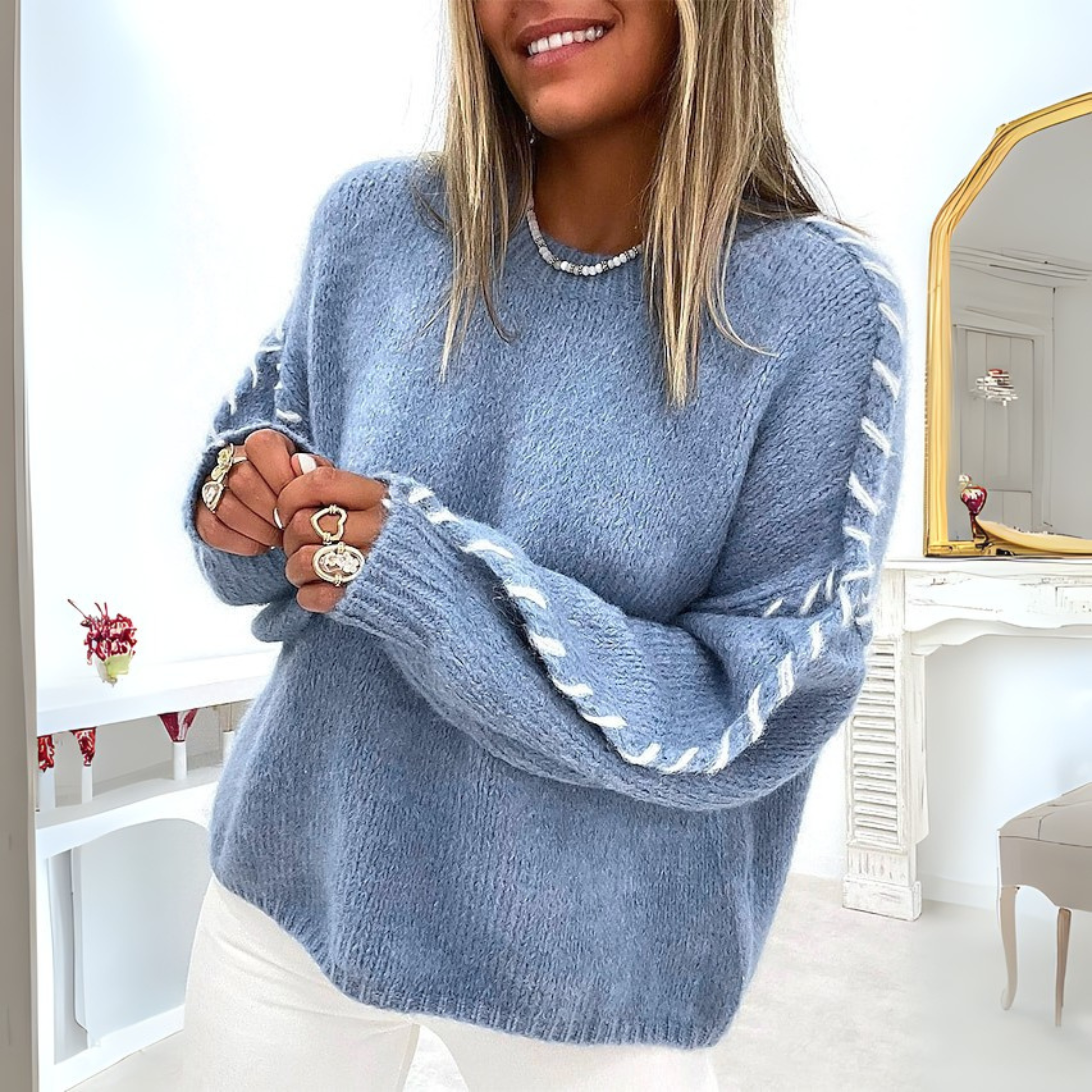 Women's Cozy Long Sleeve Round Neck Sweater