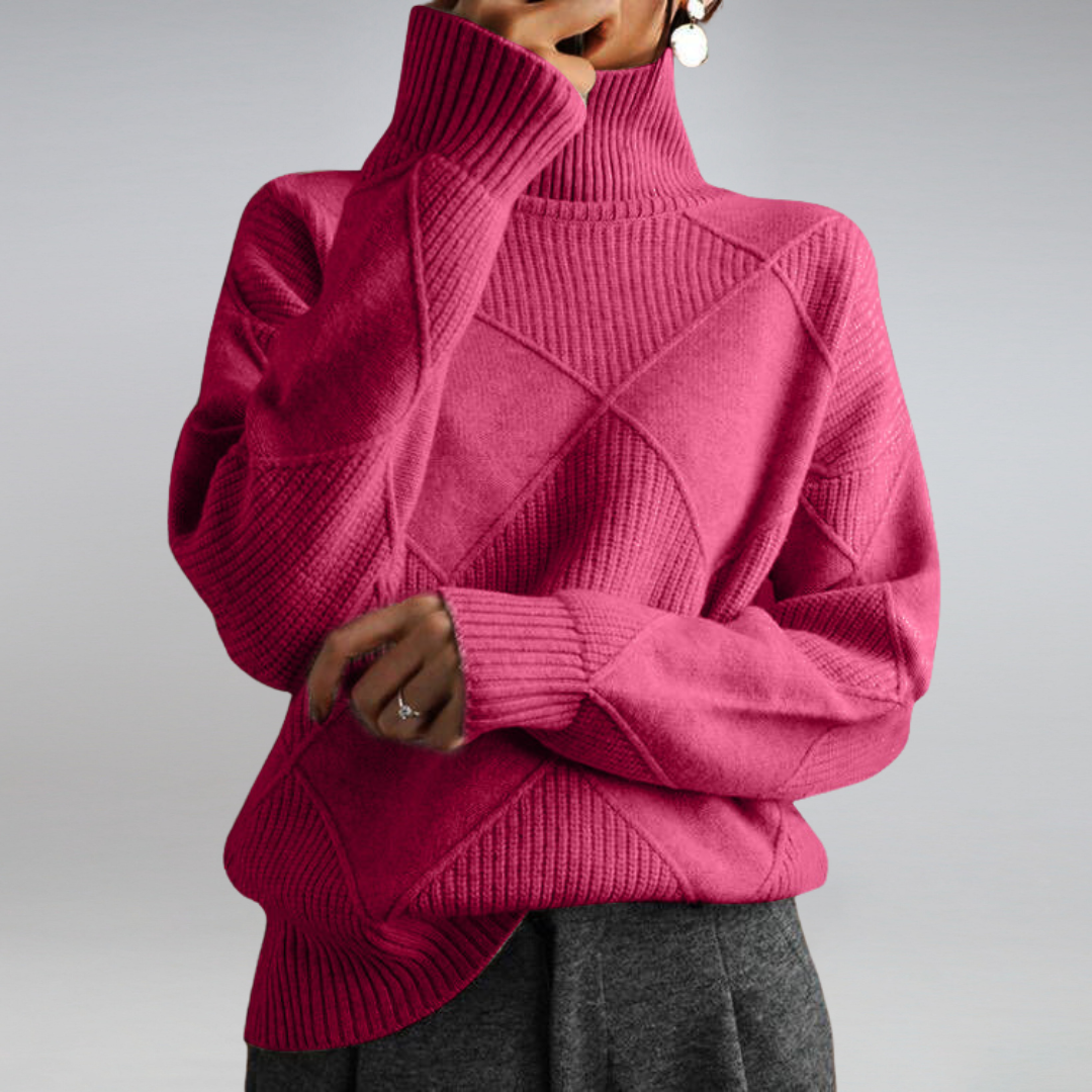 Women’s High Neck Diamond Knit Sweater