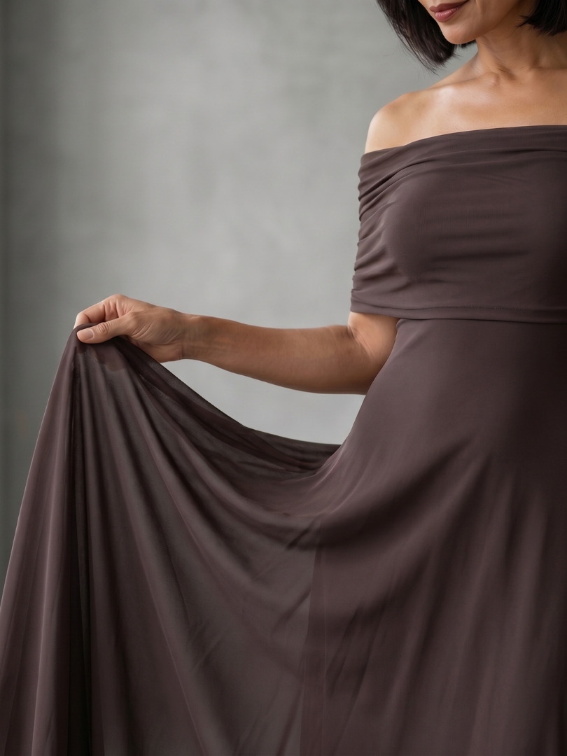Women's Off-Shoulder Flowy Maxi Dress