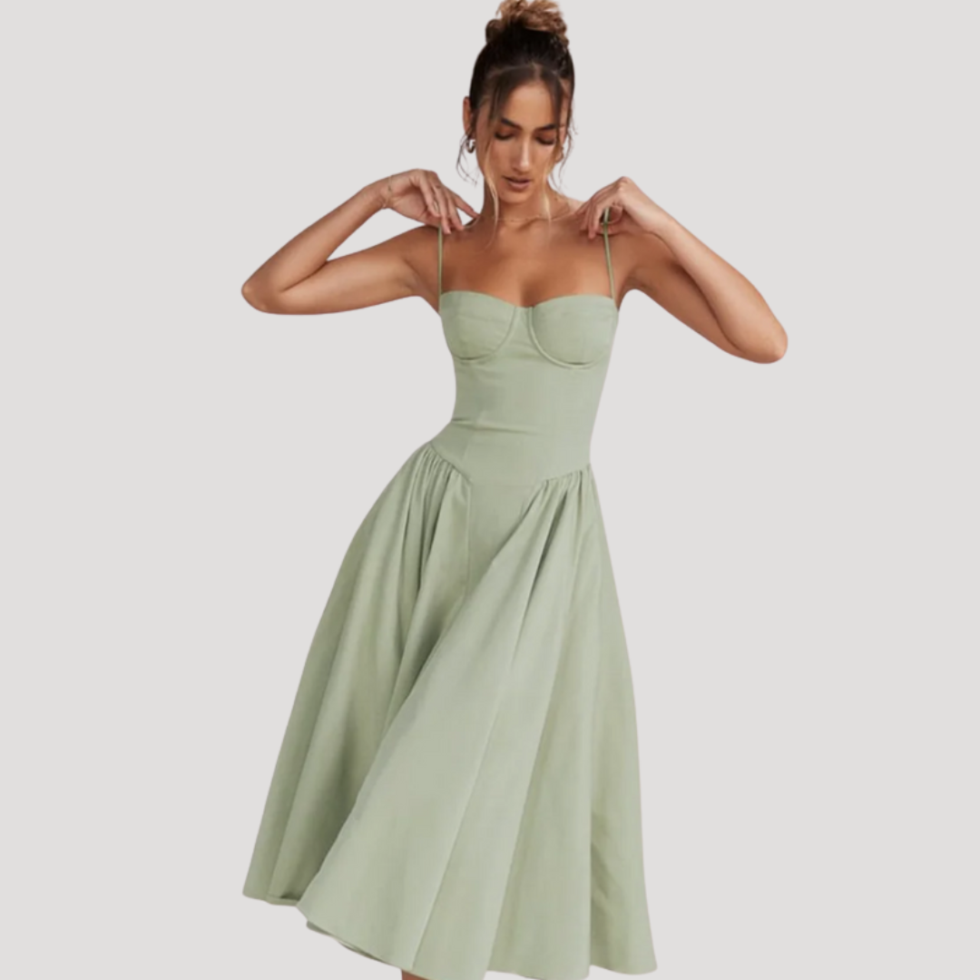 Women's Corset Bodice Midi Dress