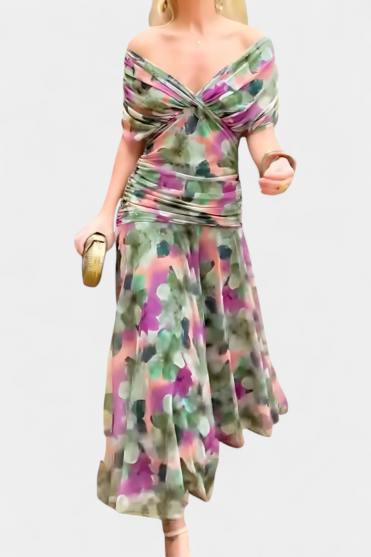 Women's Long Floral V Neck Maxi Dress