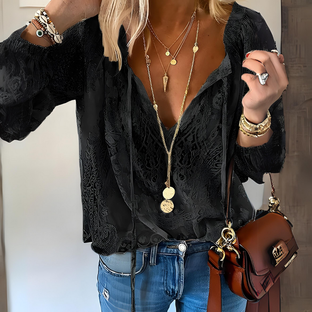 Women's Vintage Boho Blouse Split Neckline