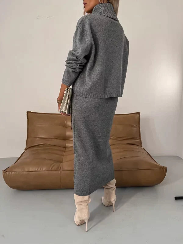 Women's Midi Dress & Turtleneck Sweater Set