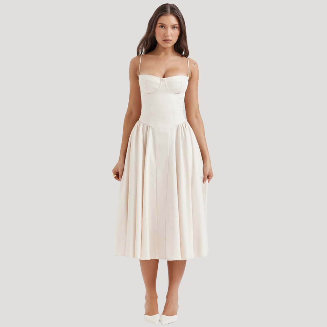 Women's Corset Bodice Midi Dress