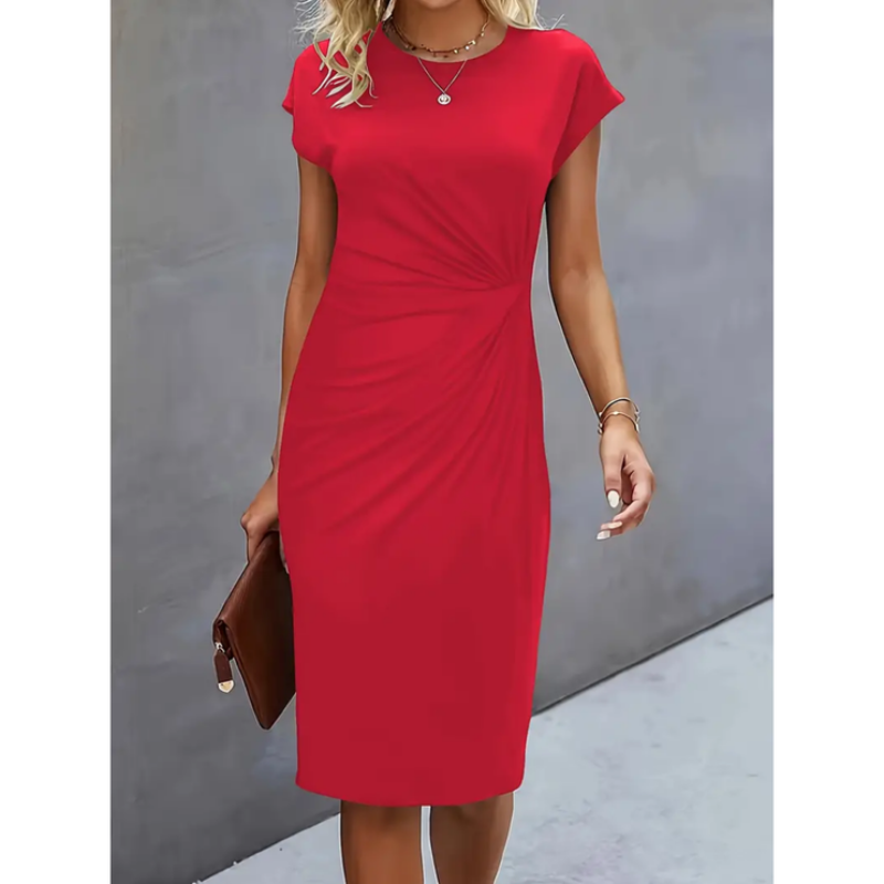 Women’s Ruched Bodycon Short Sleeve Midi Dress