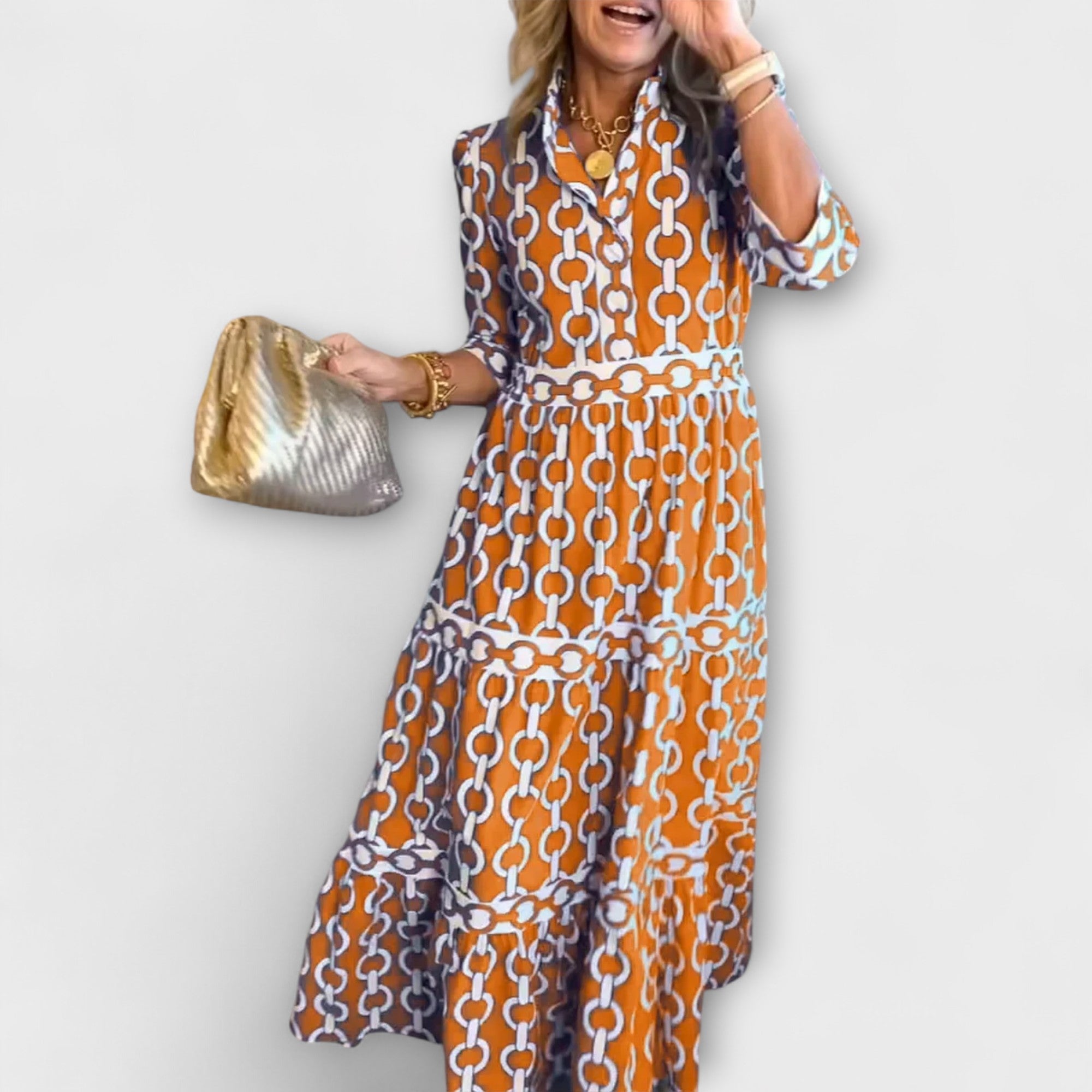 Women's Sleeveless Midi Dress Chain Pattern