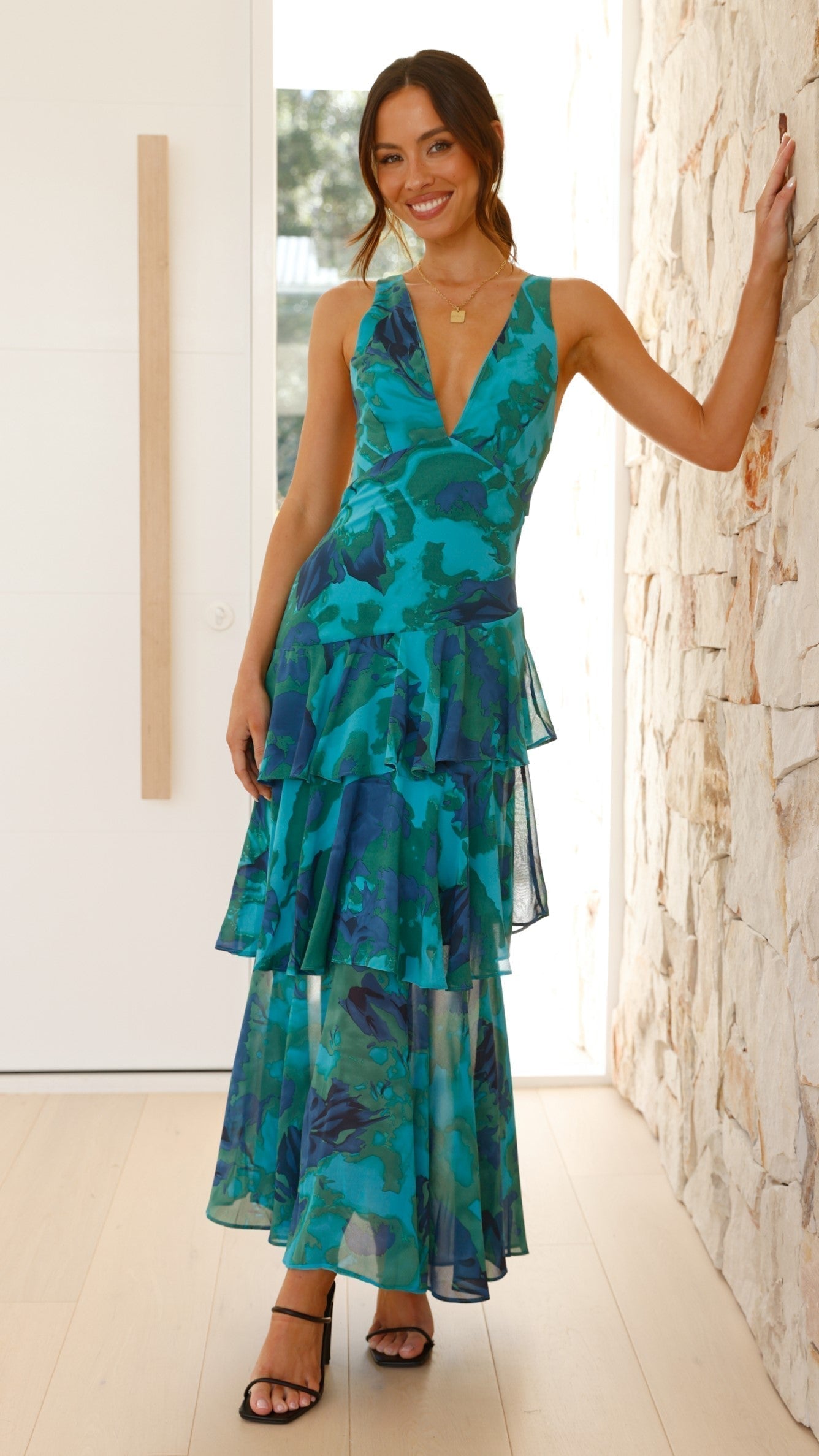 Women’s Floral Tiered Ruffle Maxi Dress