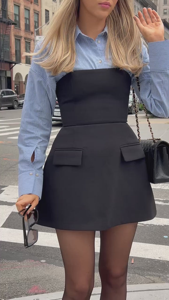 Women’s Strapless A-Line Mini Dress with Structured Silhouette