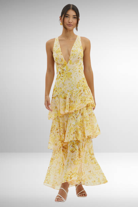 Women’s Floral Tiered Ruffle Maxi Dress