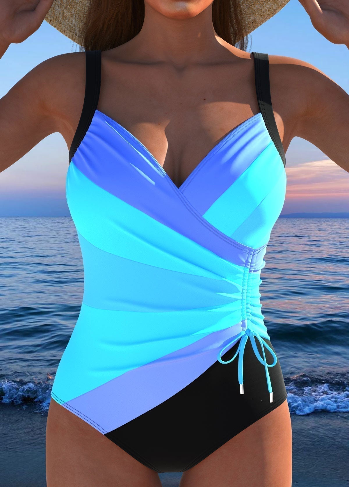 Women's Tummy Control Wrap One-Piece Swimsuit