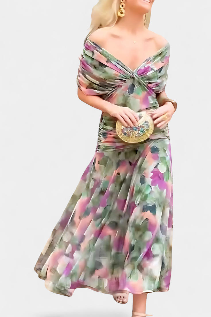 Women's Long Floral V Neck Maxi Dress