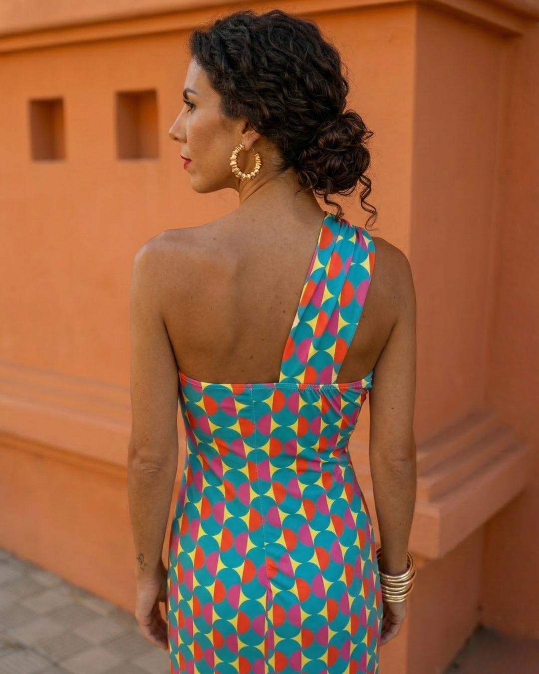 Women's Asymmetrical One-Shoulder Midi Dress