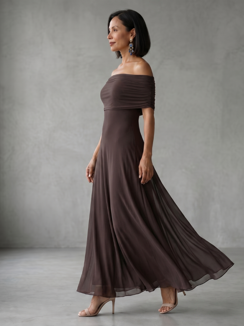 Women's Off-Shoulder Flowy Maxi Dress