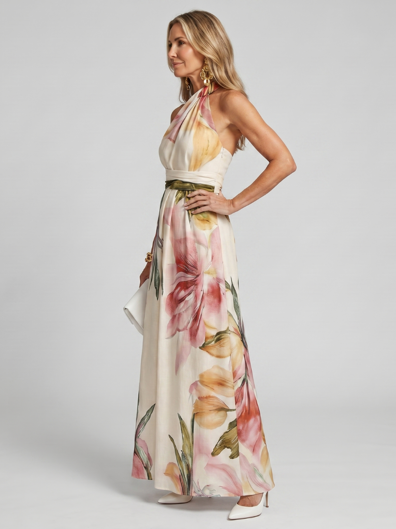 Women's Halter Maxi Dress Flowing Skirt