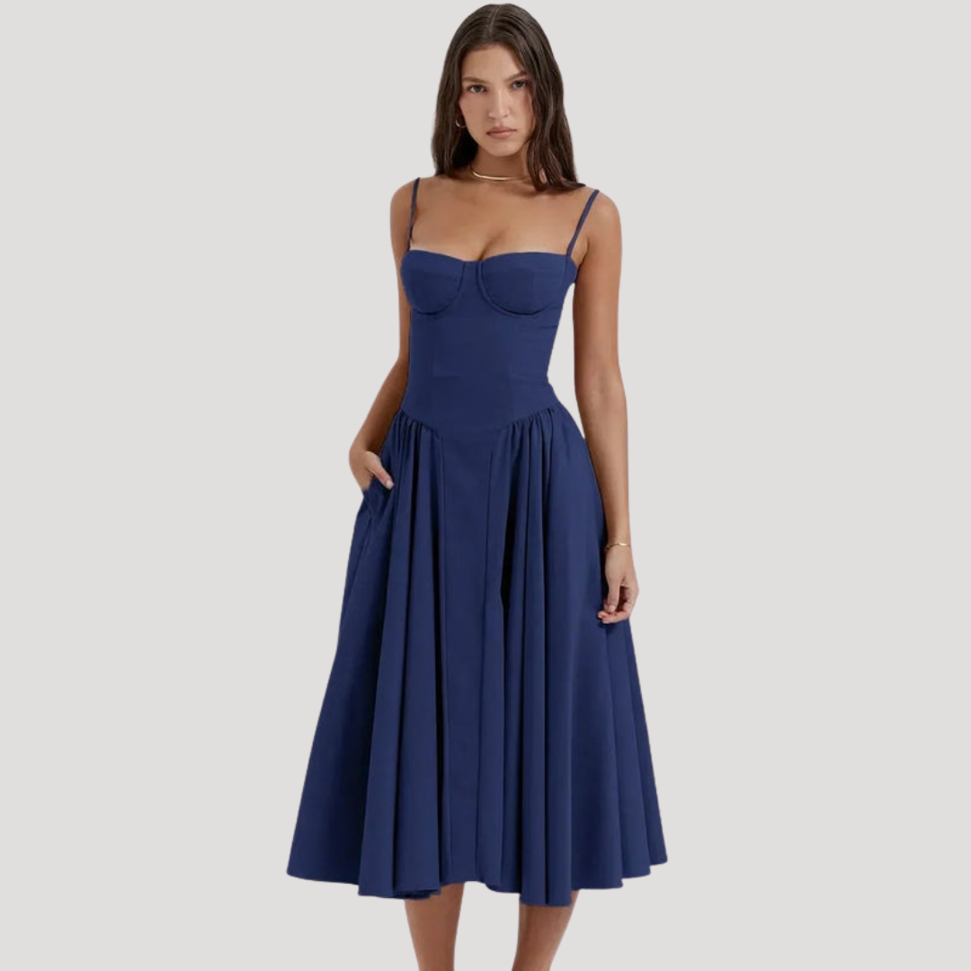 Women's Corset Bodice Midi Dress