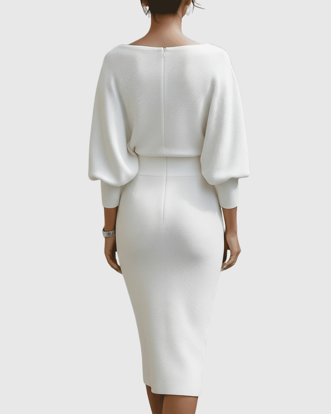 Women's Elegant Draped Neck Bodycon Midi Dress