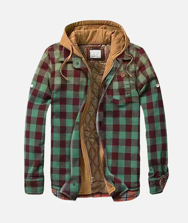 Men's Hooded Plaid Shirt Jacket