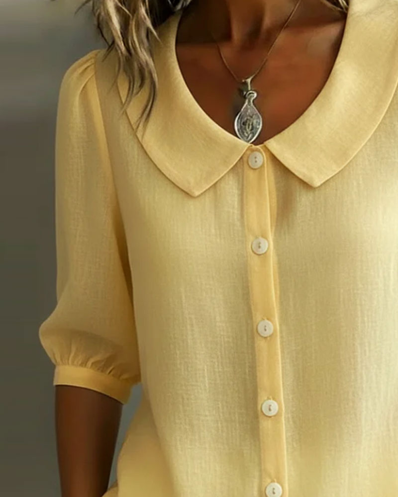 Women's Blouse Peter Pan Collar 3/4 Sleeve