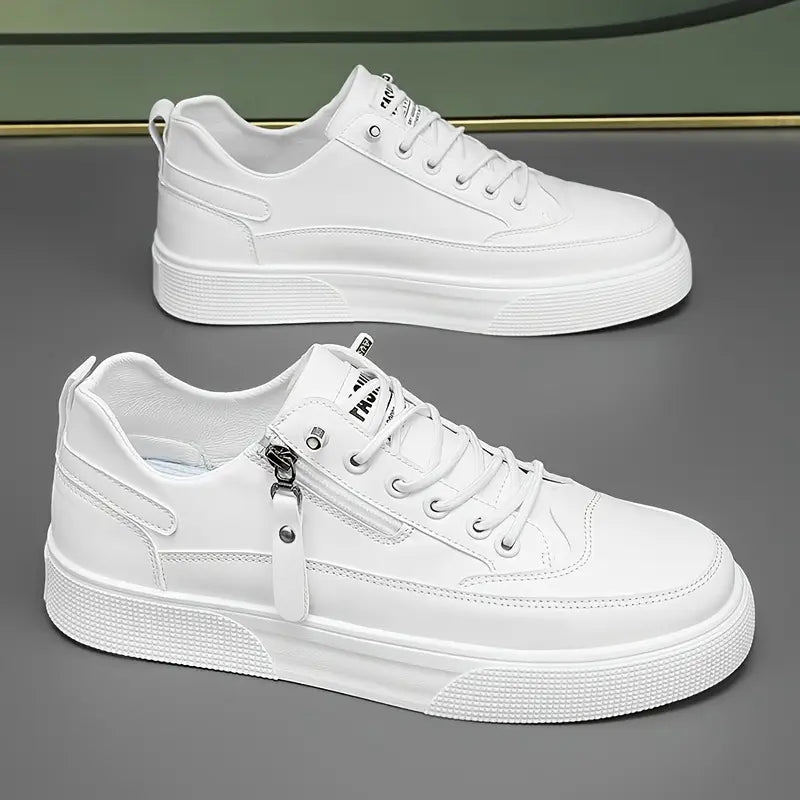 Stylish Leather Men’s Trainers with Side Zip