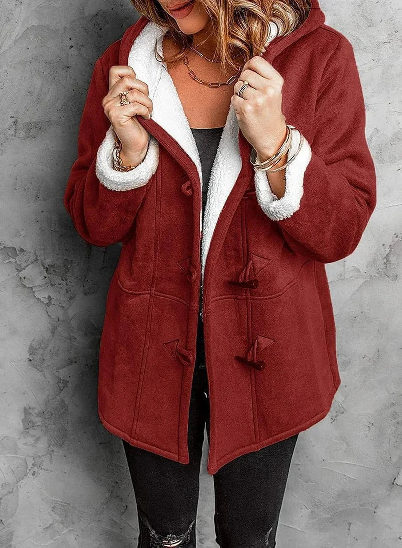 Warm Women's Fleece Jacket with Hood for Winter