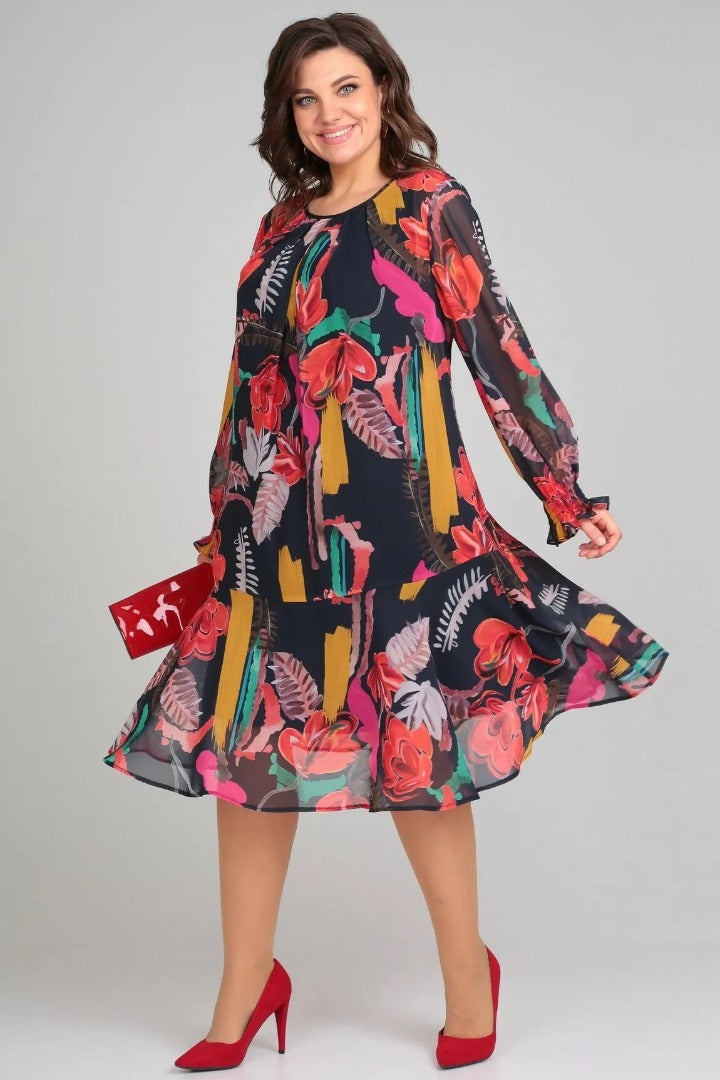Women's Floral Midi Dress Modern