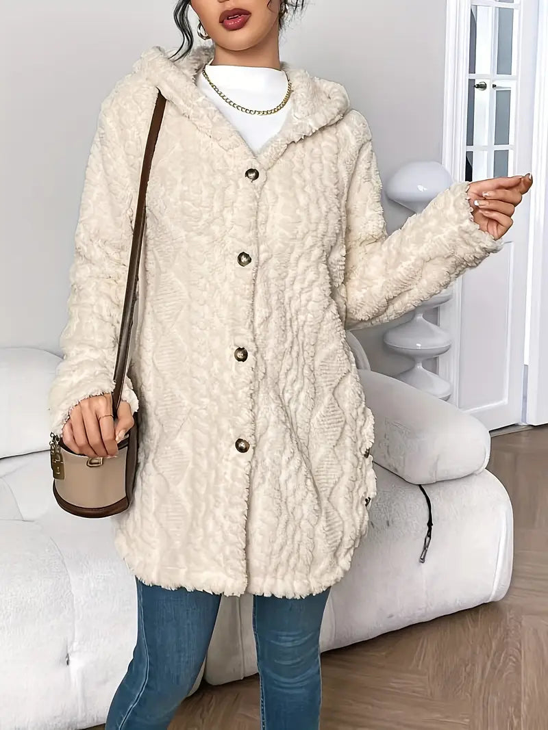 Women's Cable Knit Cardigan with Hood