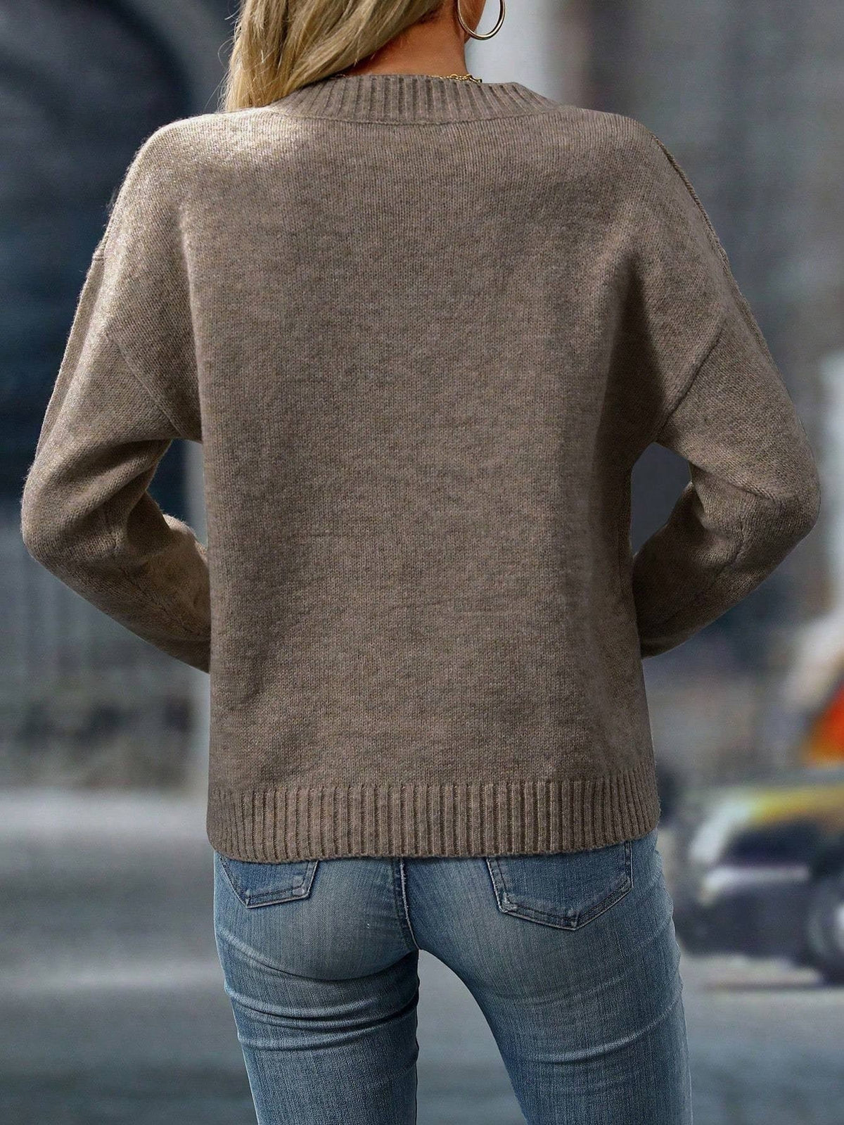 Women's V-Neck Fine Knit Sweater
