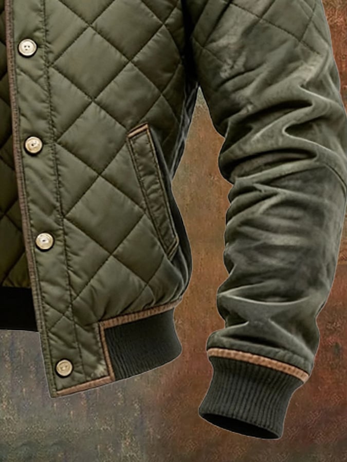 Men’s Quilted Classic Button-Front Winter Jacket